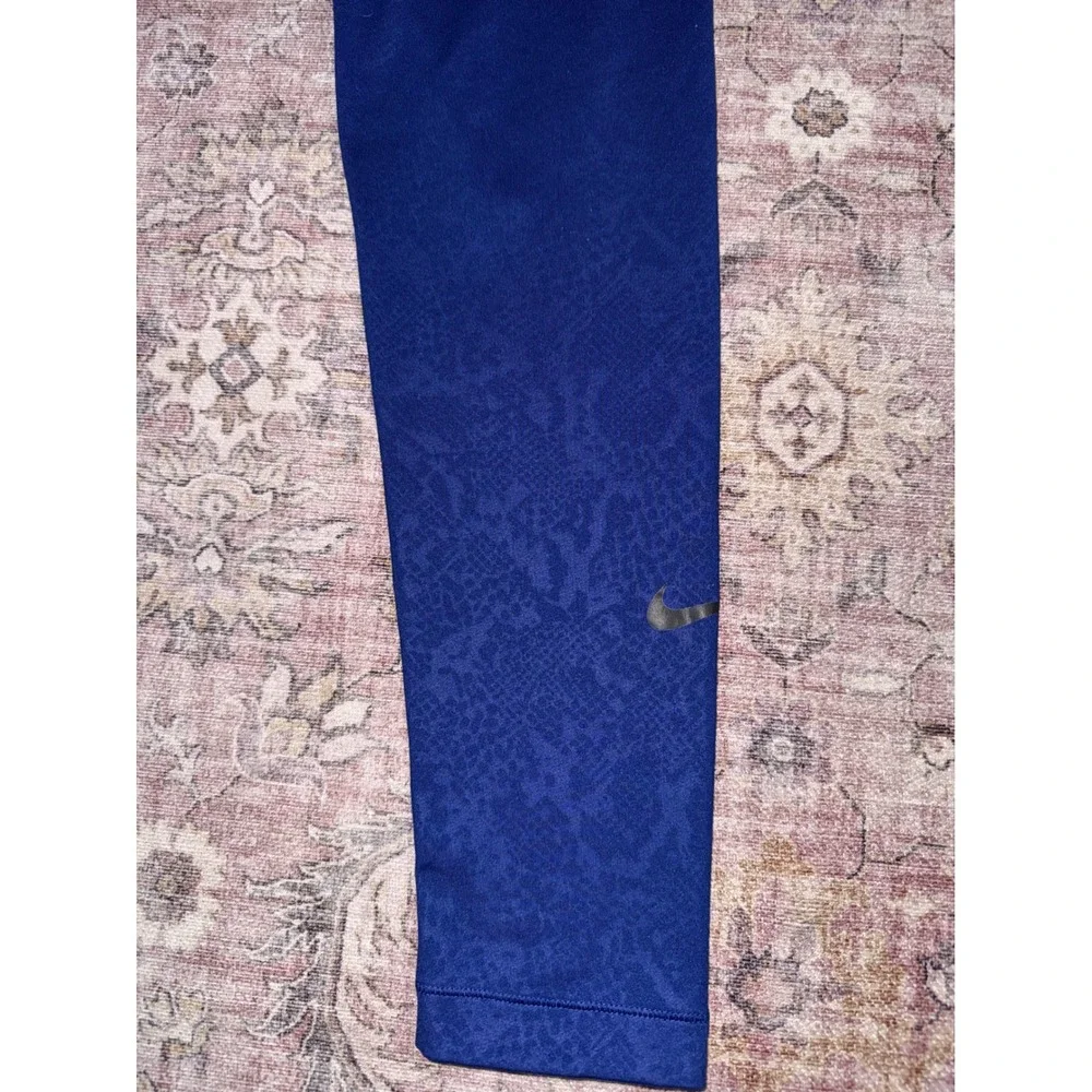 Nike Pro Dri-FIT Blue Snakeskin Embossed Leggings‎ Women's Large 695590-455